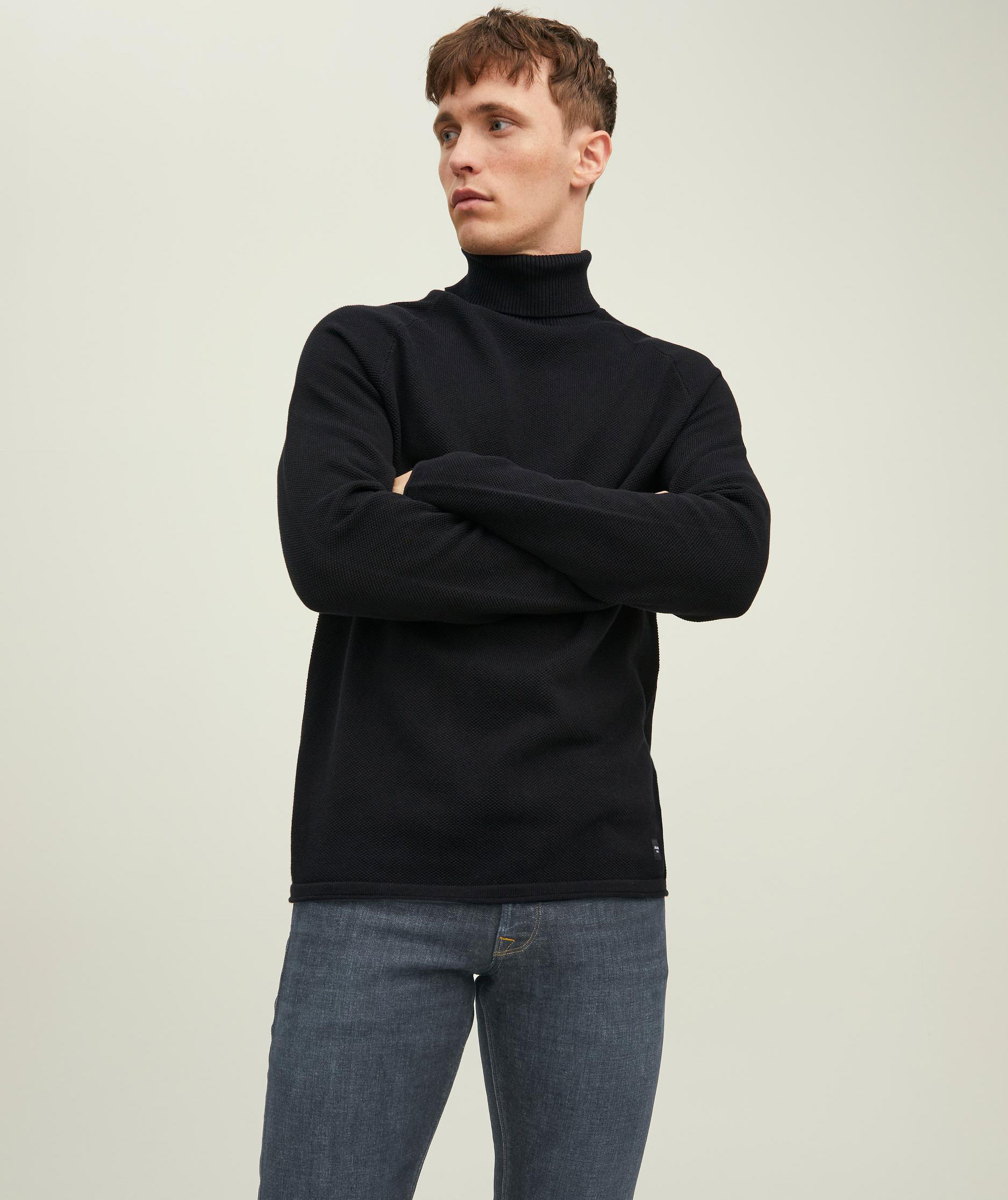 Jack & Jones JJEHILL stickad polotr&ouml;ja, Svart