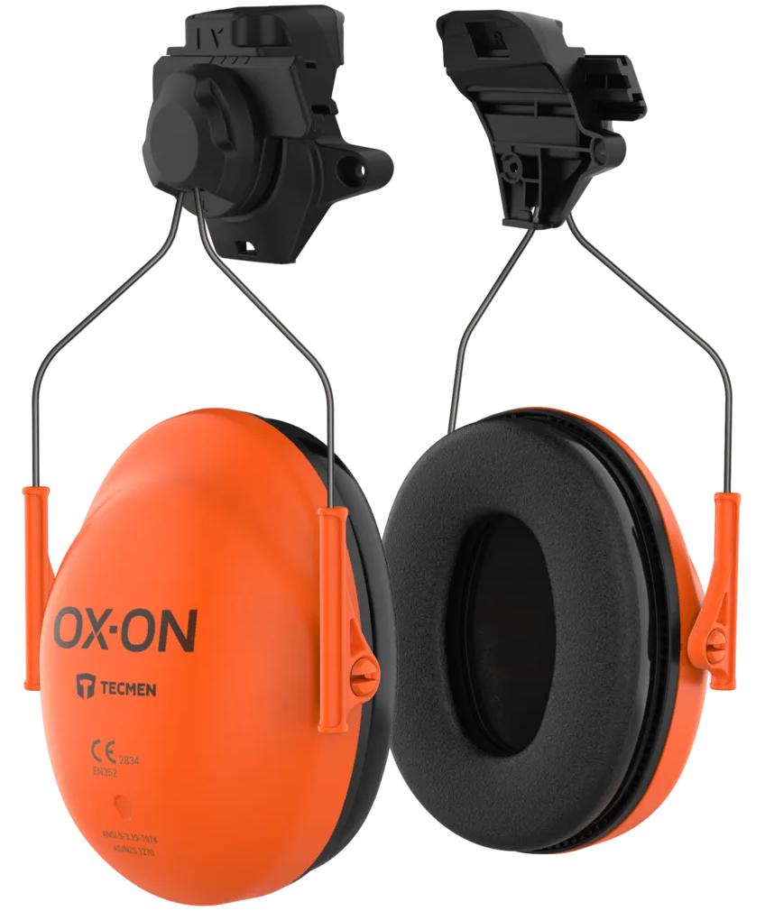 OX-ON Tecmen f/G10 helmet mounted ear defenders, Orange/Black