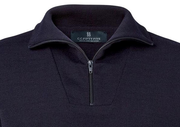CC55 Prague Zip-neck pullover / sweater, Navy, large image number 1