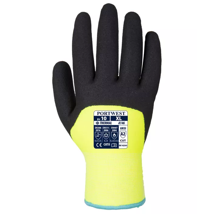 Portwest A146 winter work gloves, Yellow/Black, large image number 1