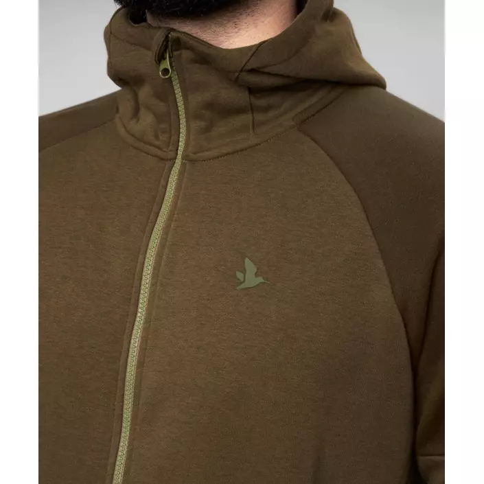 Seeland Cross fleece hoodie med dragkedja, Dark Olive, large image number 5