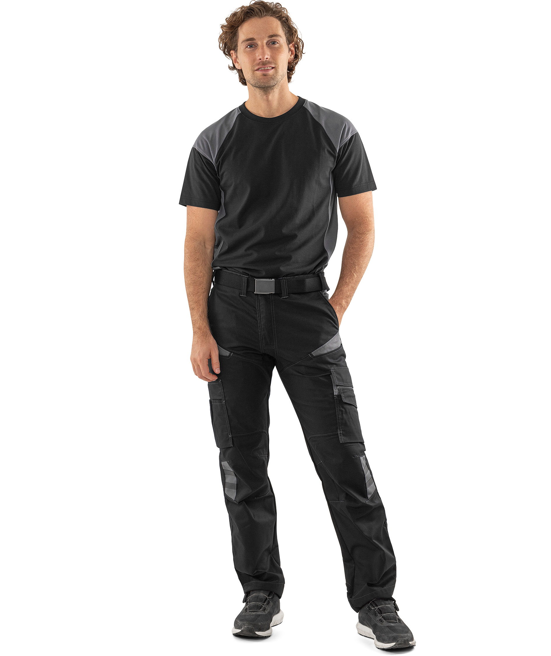 Fristads Heavy T-shirt 7046 GTM, Black/Grey, Black/Grey, large image number 1