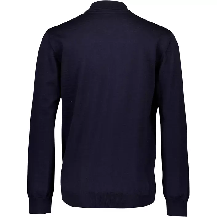 Bison stickad cardigan med merinoull, Navy, large image number 1