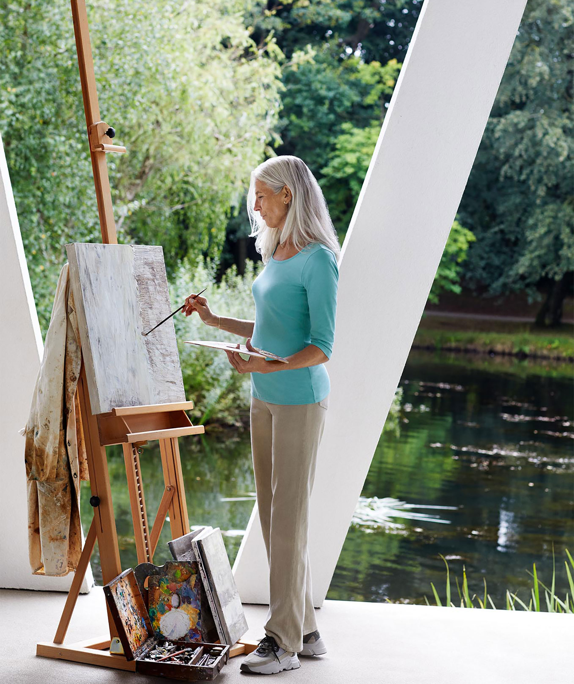 ID 3/4 sleeved women's stretch T-shirt, Dusty Aqua