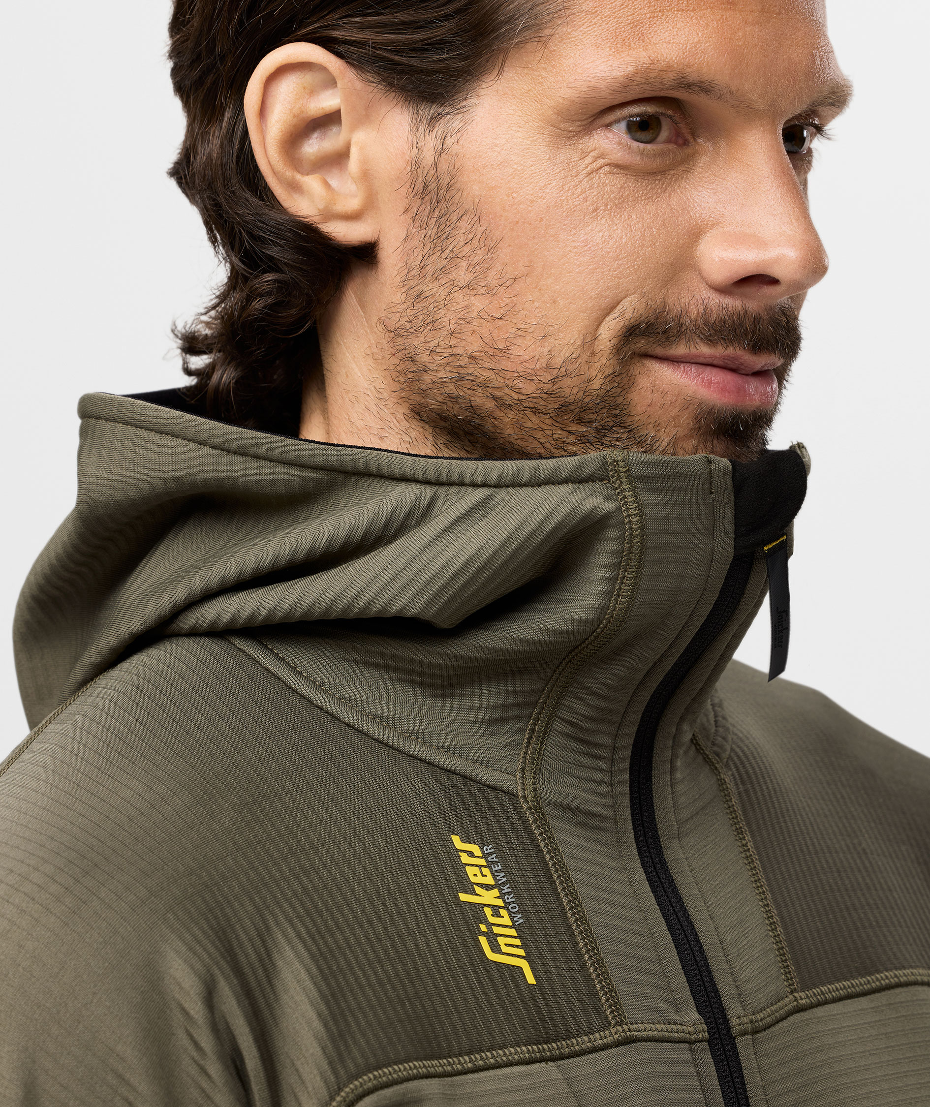 Snickers Body Mapping fleece h&aelig;ttetr&oslash;je med lynl&aring;s 9420, Khaki Green/Black, large image number 6