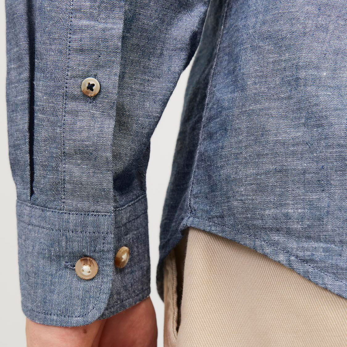 Jack & Jones JJESUMMER shirt with linen, Faded Denim, large image number 4