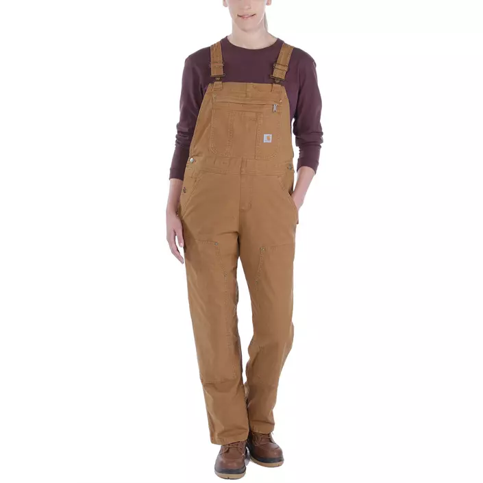 Carhartt Double Front BIB overall dam, Brun, large image number 1