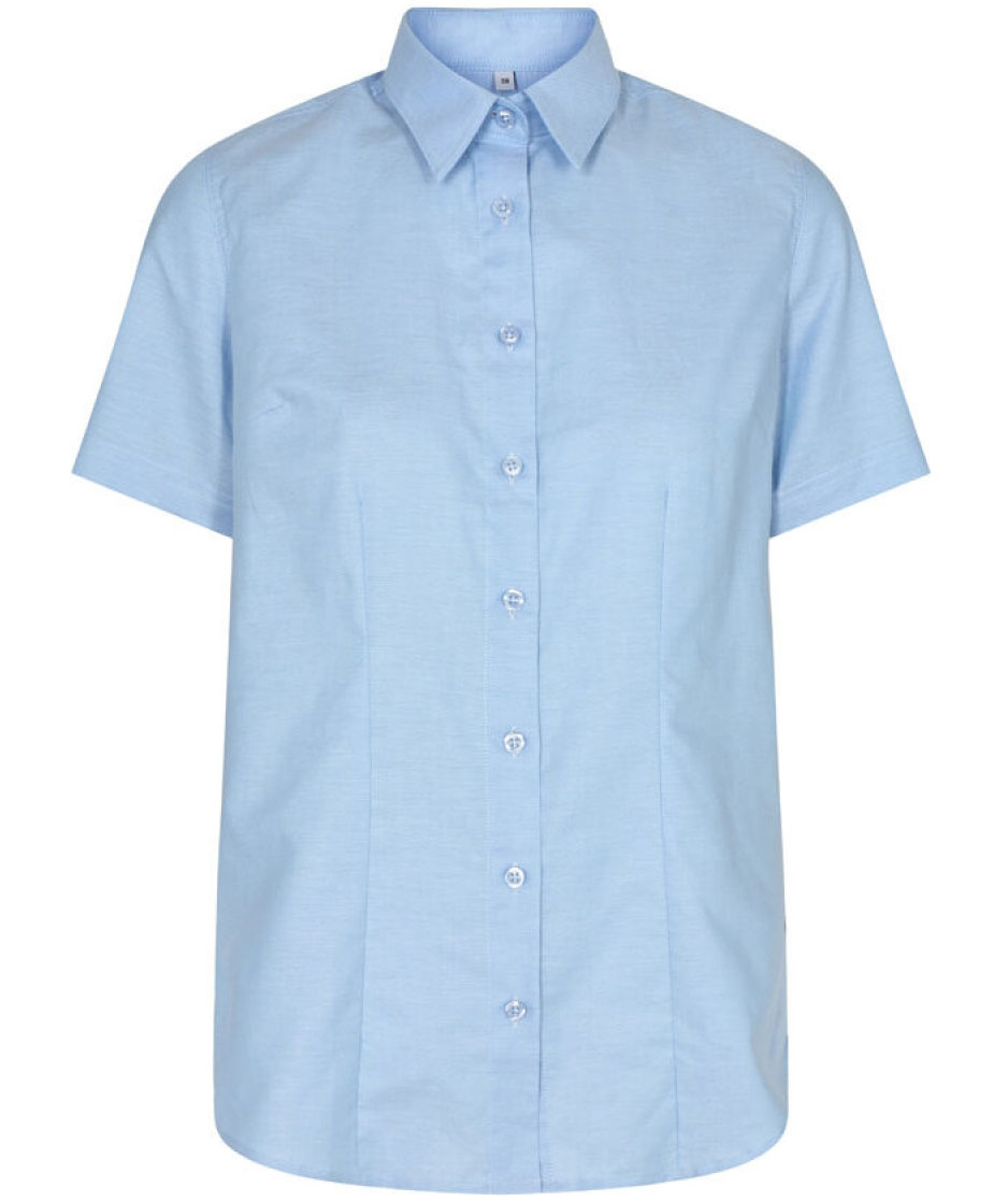 Angli Oxford women's short-sleeved slim fit shirt, Light Blue
