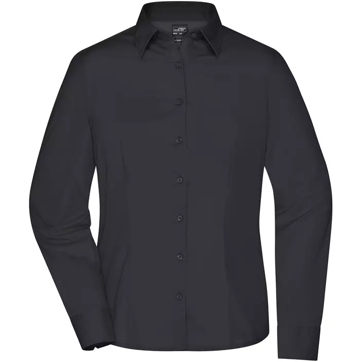 James & Nicholson modern fit dame skjorte, Svart, large image number 0