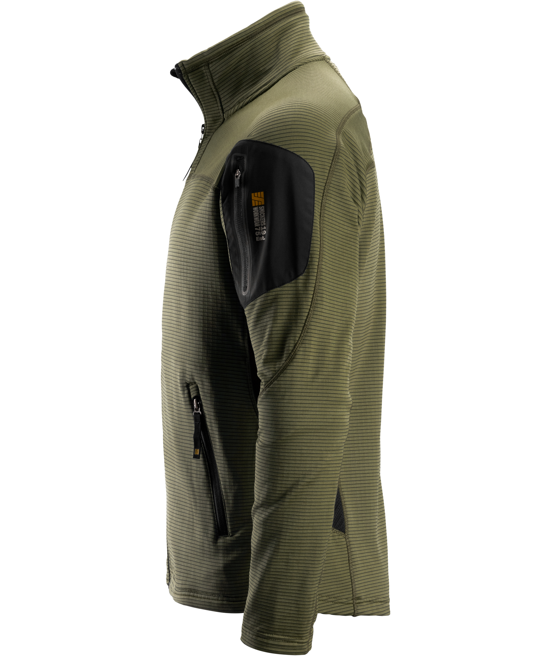 Snickers Body Mapping microfleece midlayer cardigan 9438, Khaki Green/Black, large image number 3