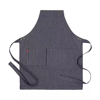 Segers 4078 bib apron with pocket, Striped Denim