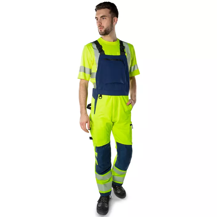 Fristads Green Latzhose 1031 GSTP full stretch, Hi-Vis gelb/marine, large image number 1