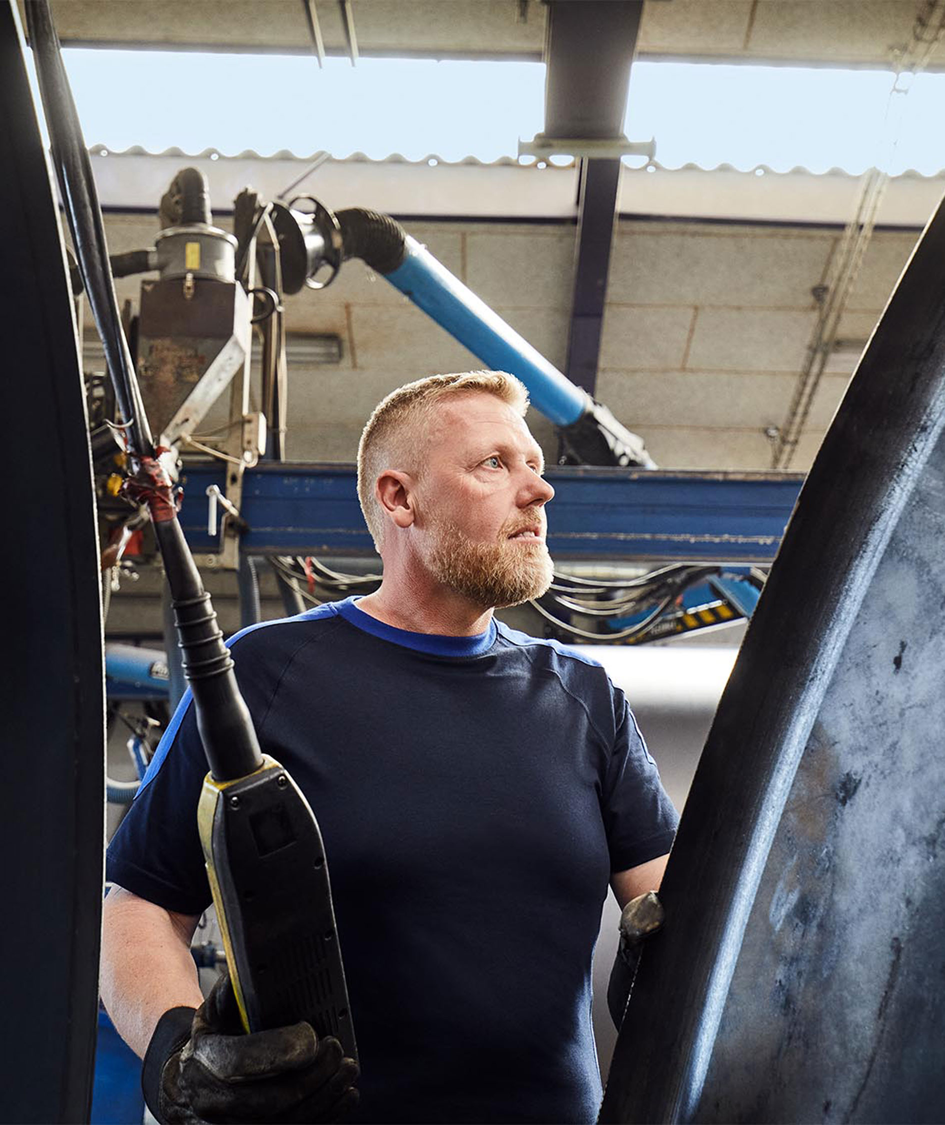 ID Pro Wear kontrast T-shirt, Marinbl&aring;, large image number 5