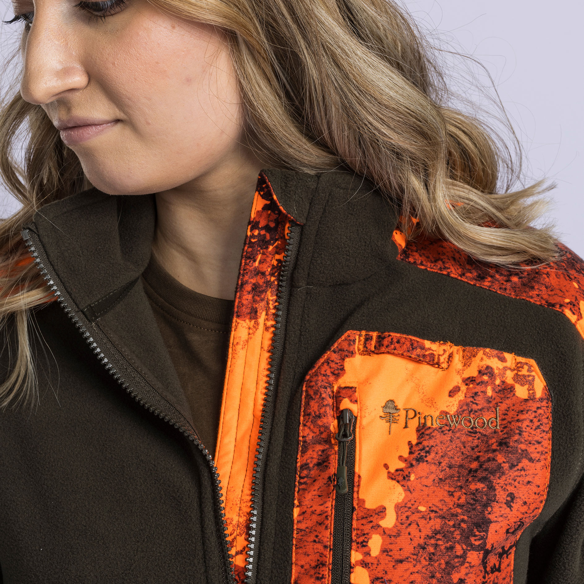 Pinewood&nbsp;Sm&aring;land Hunters Camou dame fleecejakke, Hunting Brown/Strata Blaze, large image number 5