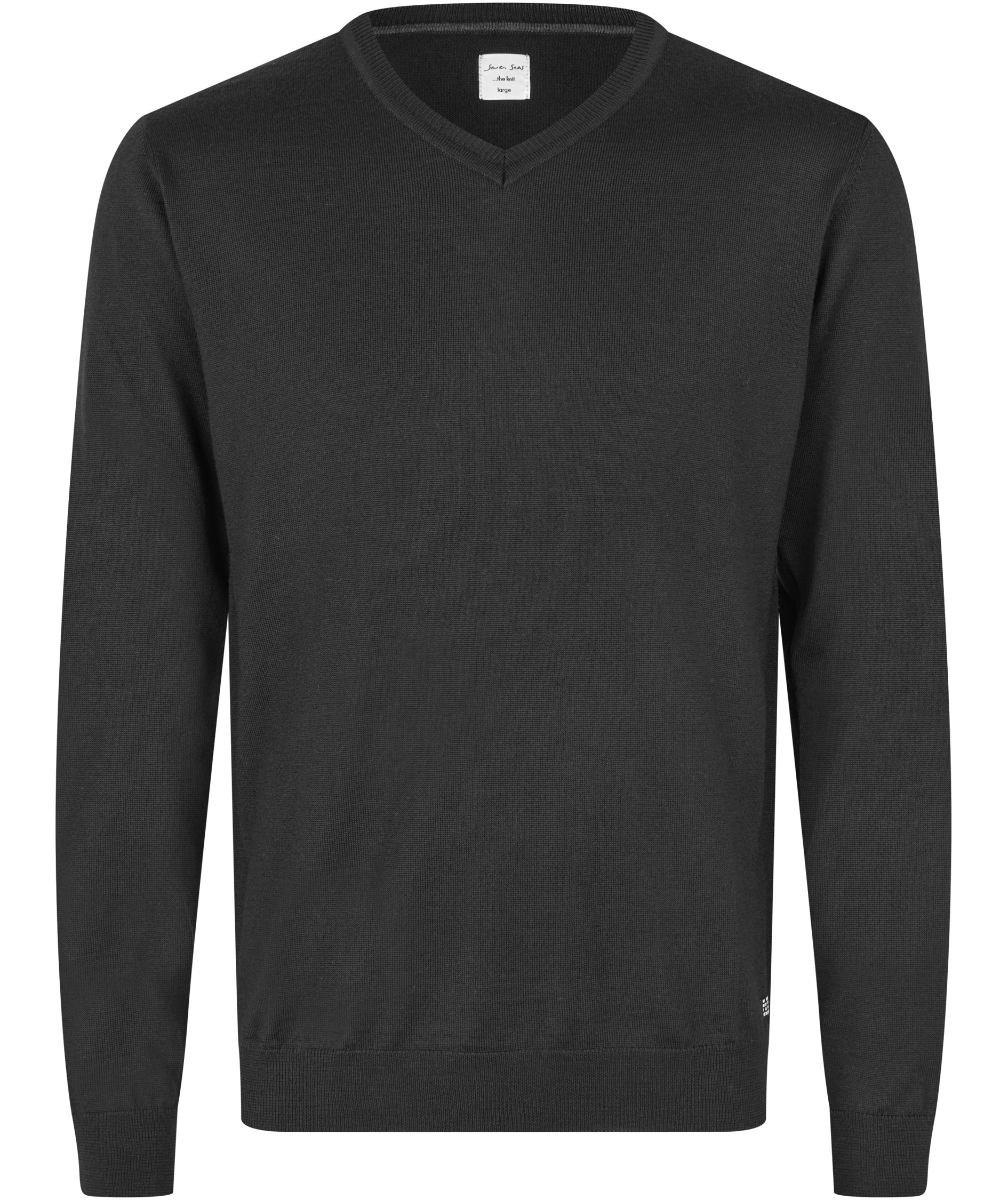 Seven Seas knitted pullover with wool, Black, Black, swatch