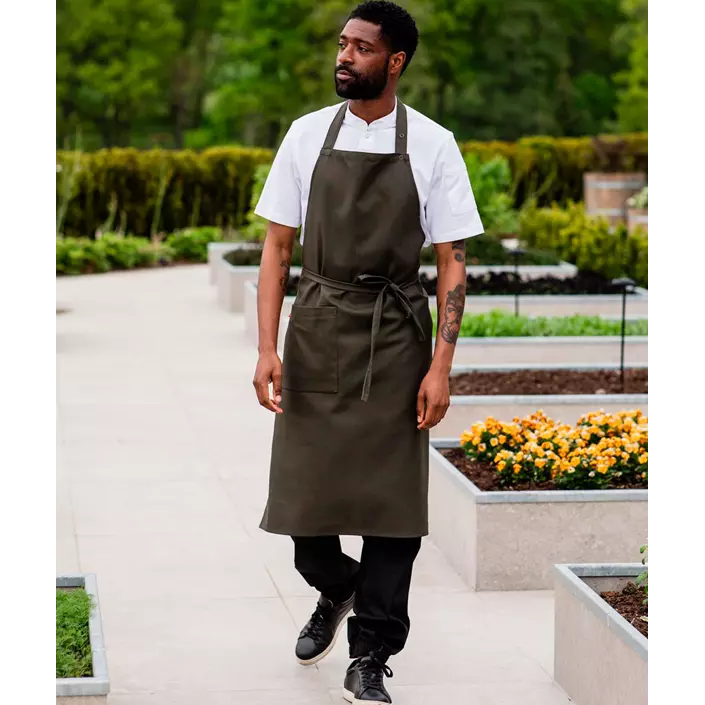 Segers 4579 bib apron with pocket, Dark Olivegreen, Dark Olivegreen, large image number 1