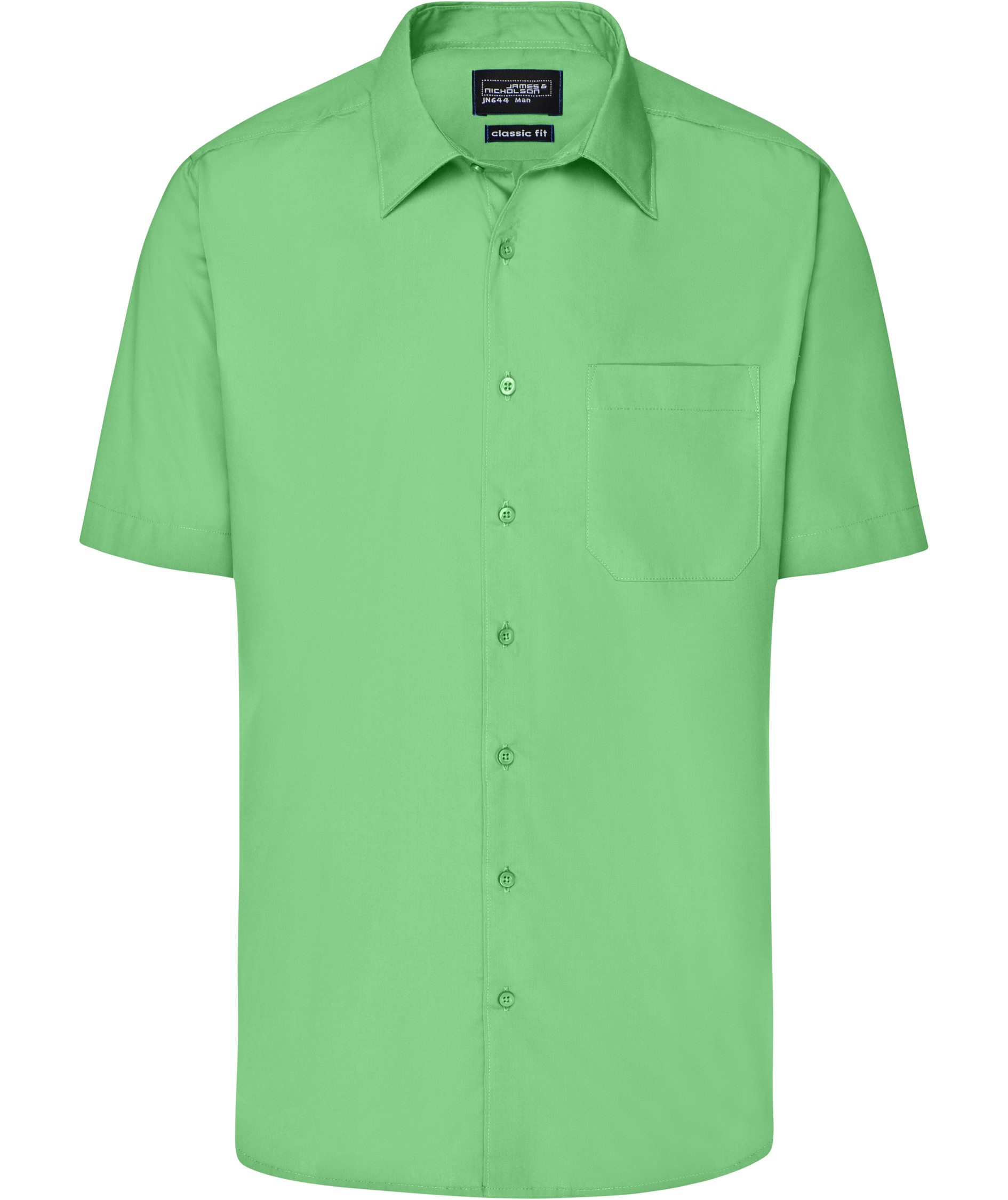 James & Nicholson classic fit short-sleeved shirt, Lime Green, Lime Green, swatch