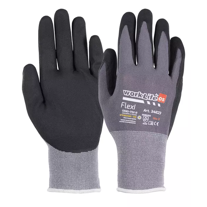 OS Worklife Flexi work gloves, Grey/Black, large image number 0
