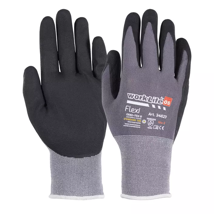 OS Worklife Flexi work gloves, Grey/Black, large image number 0