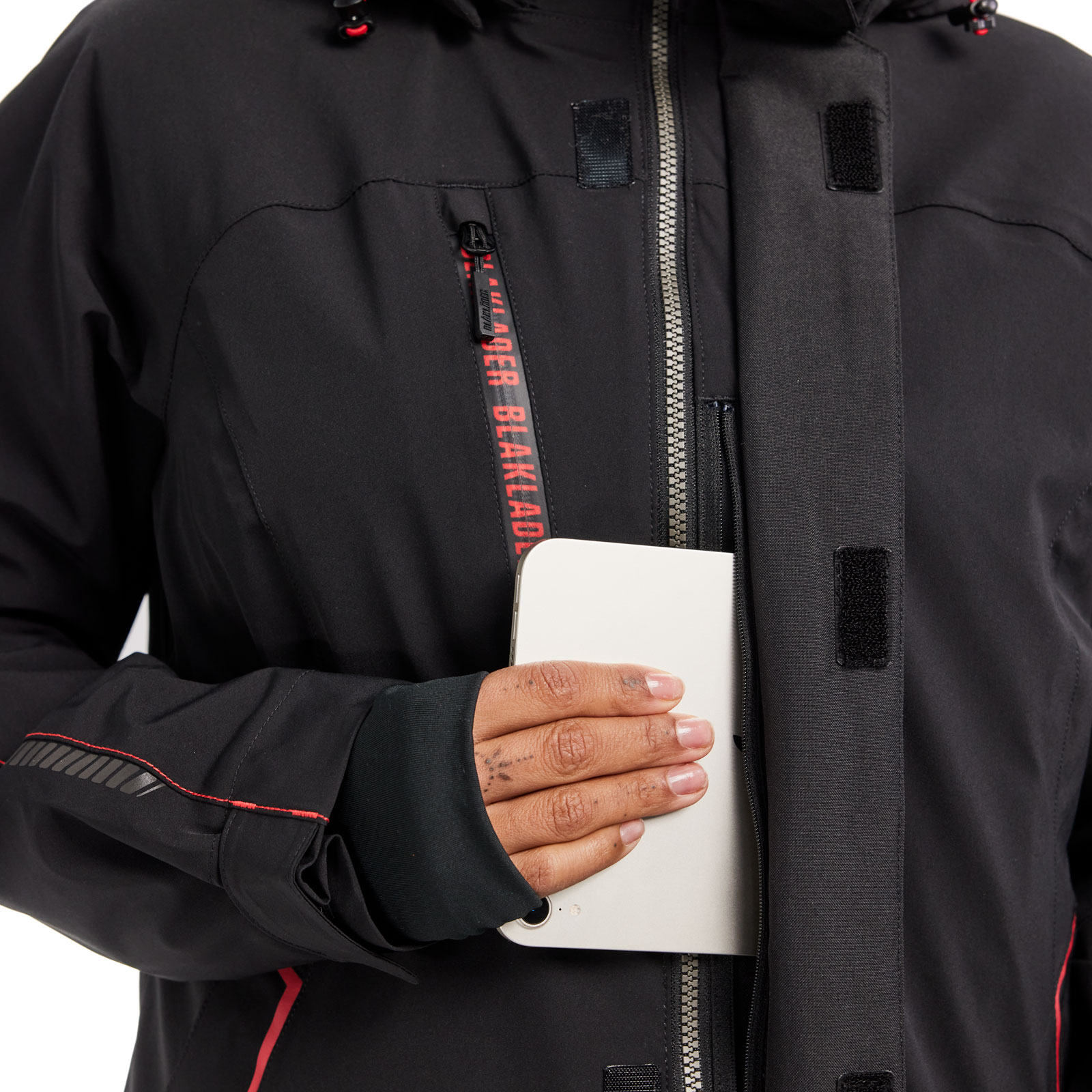 Bl&aring;kl&auml;der jacka full stretch dam, Svart/R&ouml;d, large image number 6