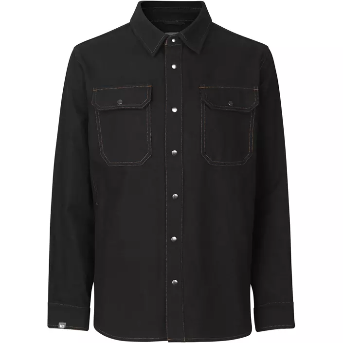 ID Modern fit langærmet flannelsskjorte, Sort, large image number 0