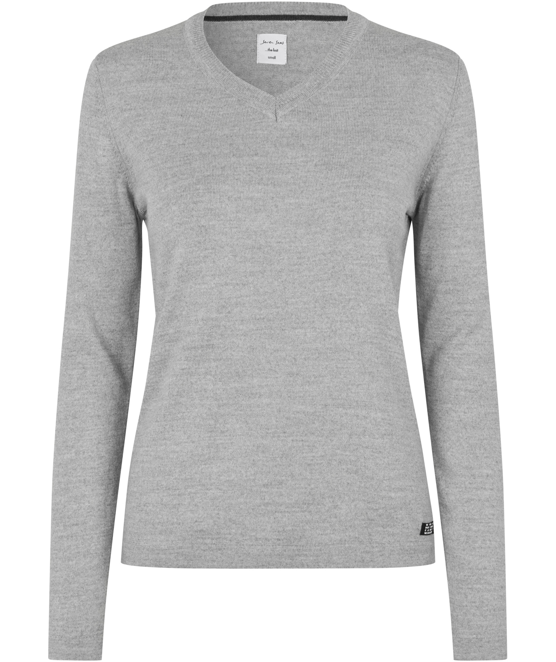 Seven Seas women's knitted pullover with wool, Light Grey Melange, Light Grey Melange, swatch