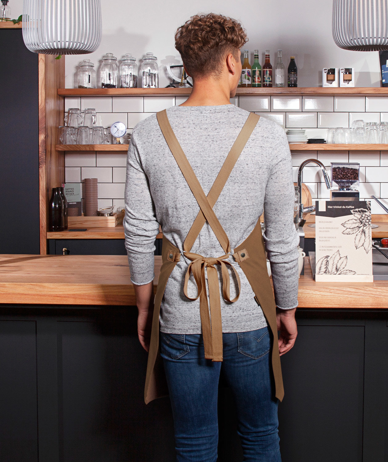 Karlowsky bib apron with pocket, Urban-look, Cinnamon, Cinnamon, large image number 3