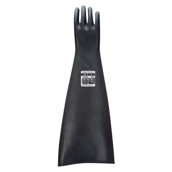 Portwest thick chemical protective gloves in latex, 60 cm, Black, large image number 0