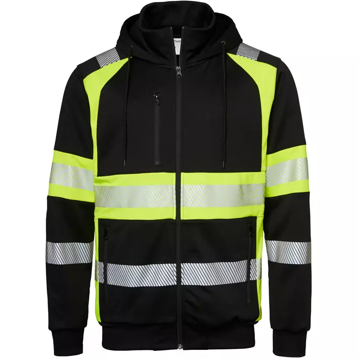 Top Swede Hoodie mit Reißverschluss 603, Schwarz/Hi-Vis Gelb, large image number 0