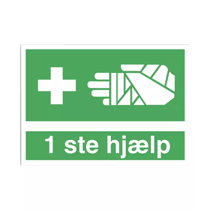 Plastik advarselsskilt førstehjælp A4, Grøn/Hvid, Grøn/Hvid, large image number 0