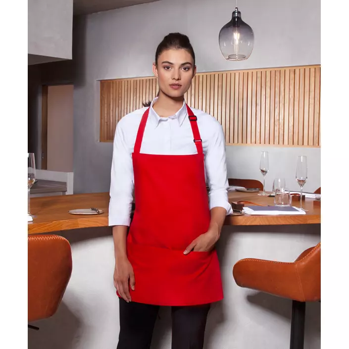 Karlowsky Basic bib apron with pockets, Red, Red, large image number 1