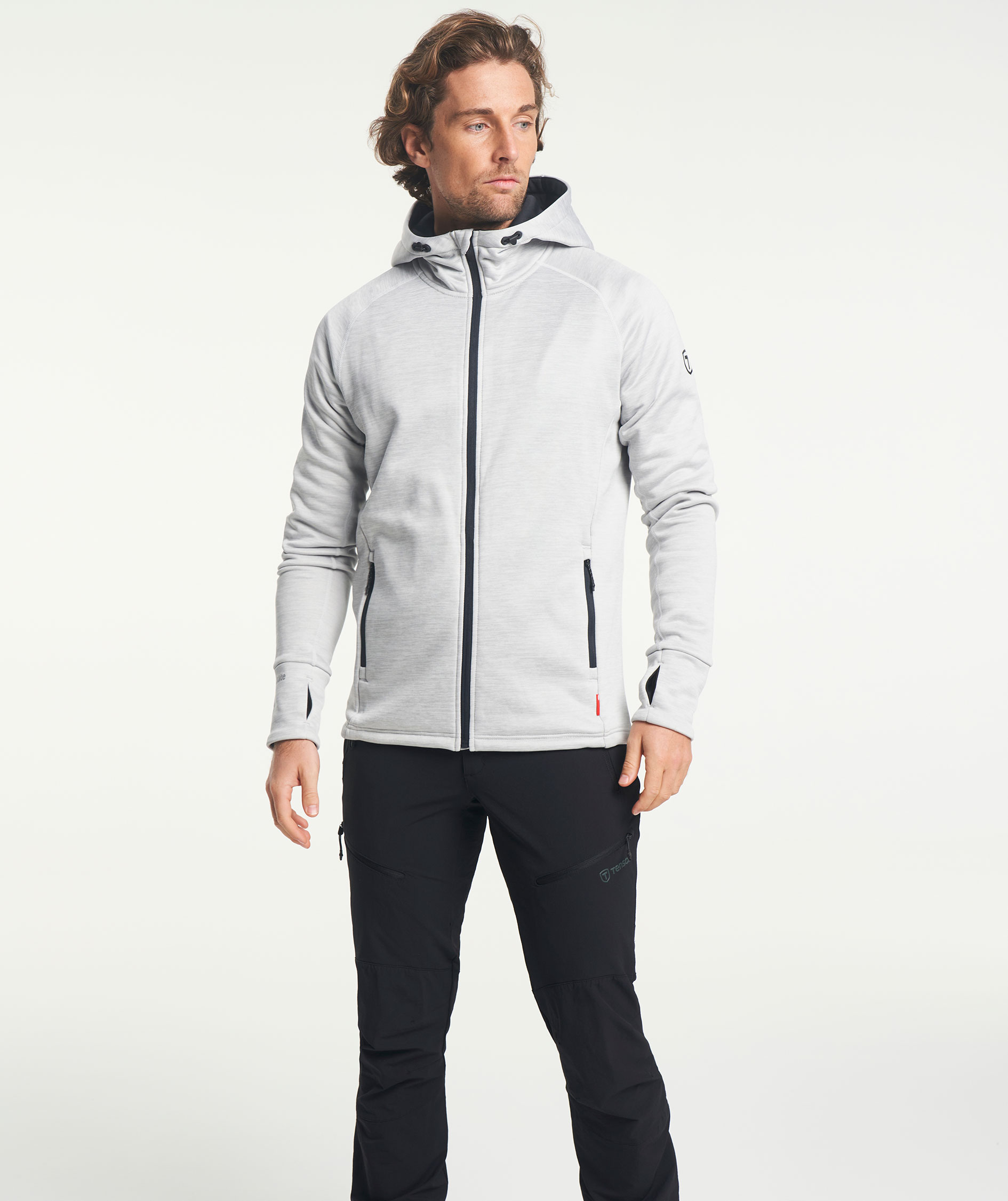 Tenson TXlite hoodie with full zipper, Light Grey