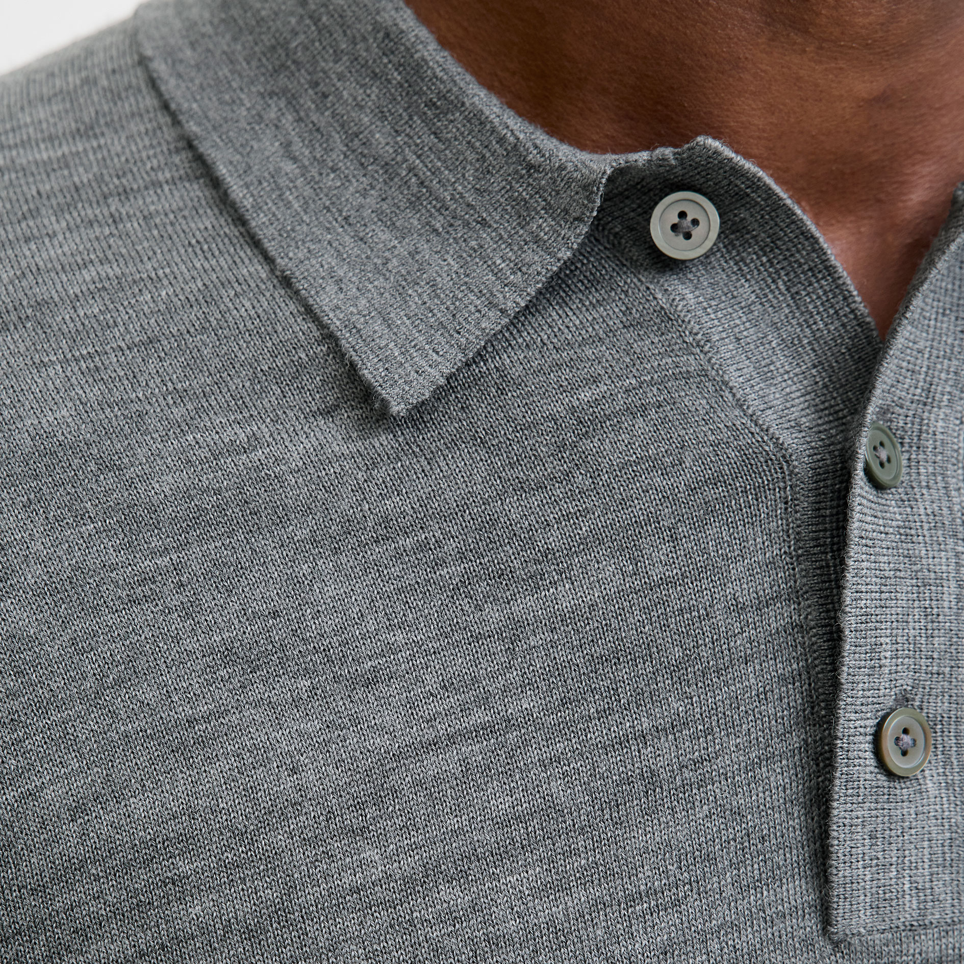 Jack & Jones Premium JPRBLAMERINO knitted polo with merino wool, Medium Grey Melange, large image number 5