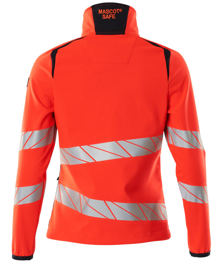 Mascot Accelerate Safe Damen Softshelljacke, Hi-Vis Rot/Dunkel Marine