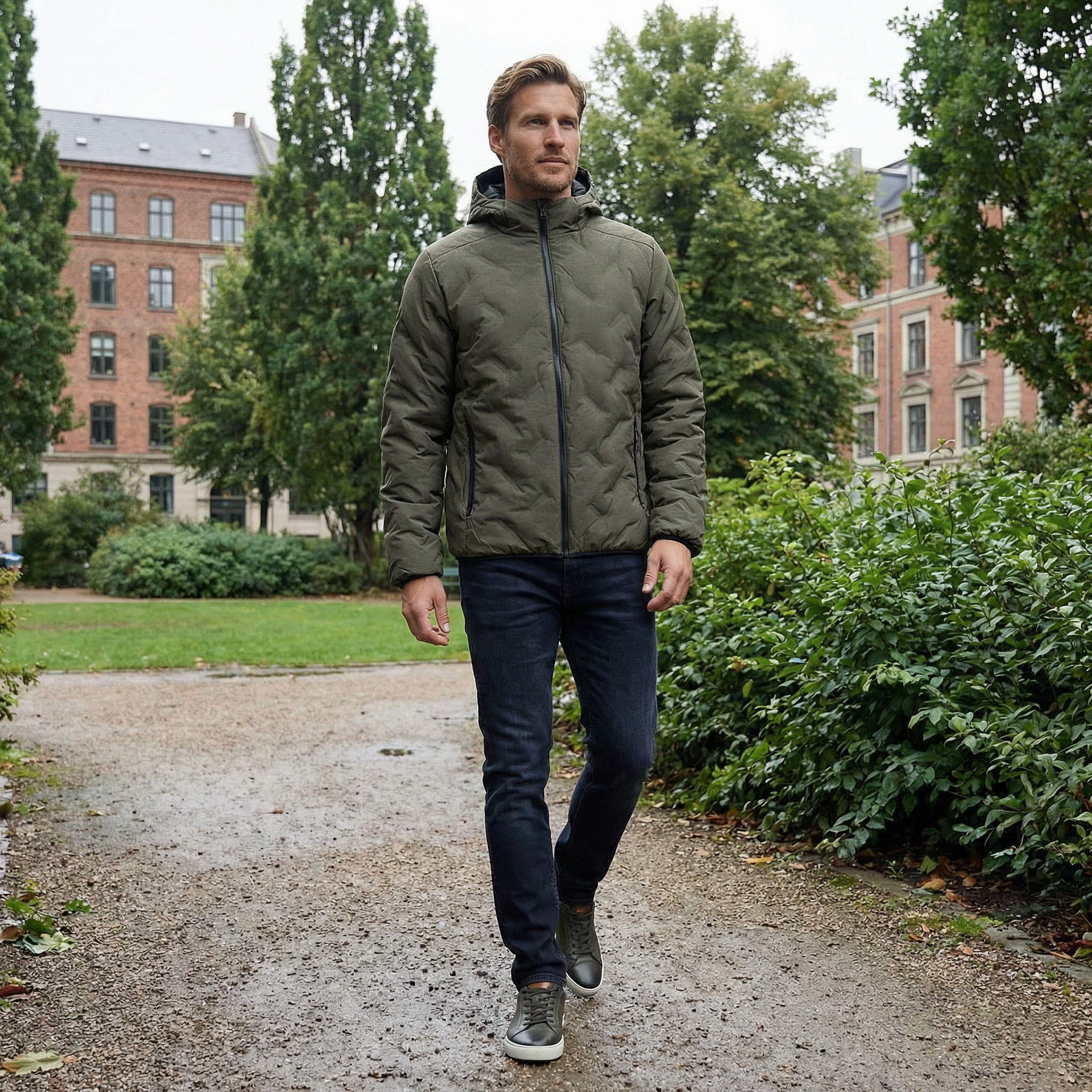 GEYSER quilted jacket, Olive melane