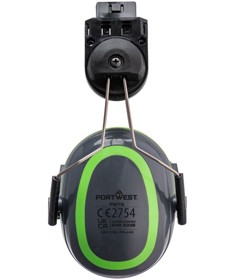 Portwest PW75 HV Extreme clip-on h&ouml;rselk&aring;por, Gr&aring;/Gr&ouml;n