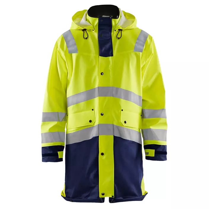 Blåkläder raincoat, Hi-vis yellow/Marine blue, large image number 0