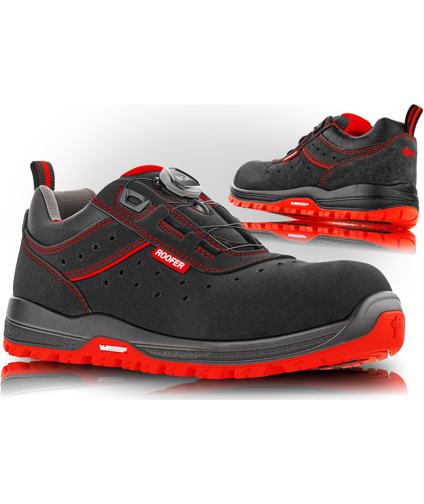 VM Footwear Norimberk arbetsskor O1PL, Svart/R&ouml;d, large image number 6