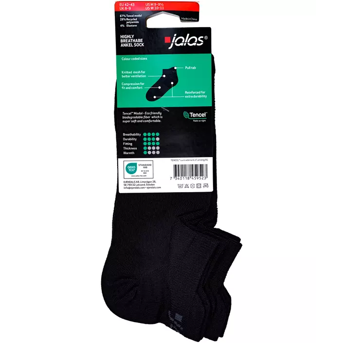 Jalas 2-pack ankel socks, Black, large image number 5