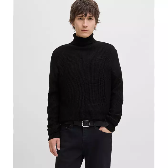 Jack & Jones JJROY stickad polotröja, Black, large image number 6