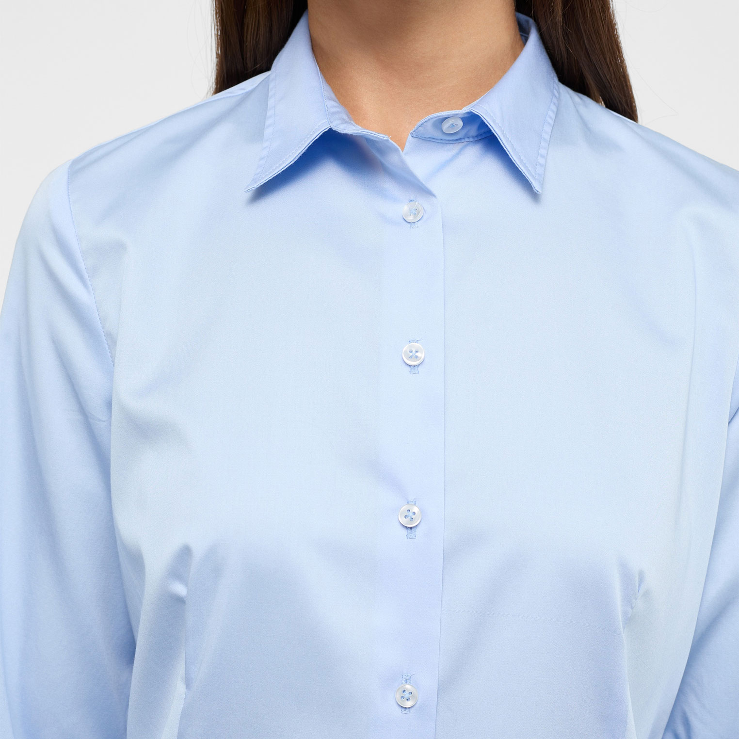 Eterna Satin Stretch ladies shirt - Modern Fit, Light blue, Light blue, large image number 3