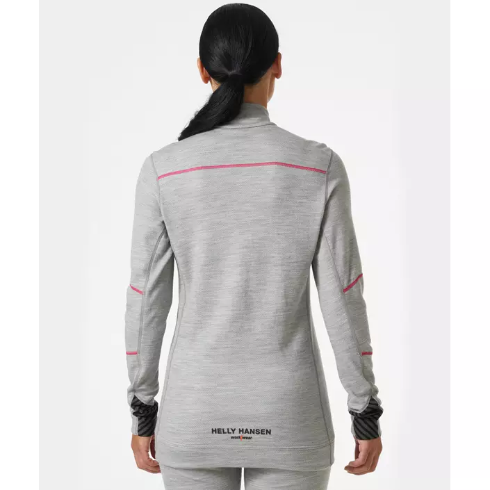 Helly Hansen Lifa women's long-sleeved undershirt half zip with merino wool, Grey melange, large image number 3