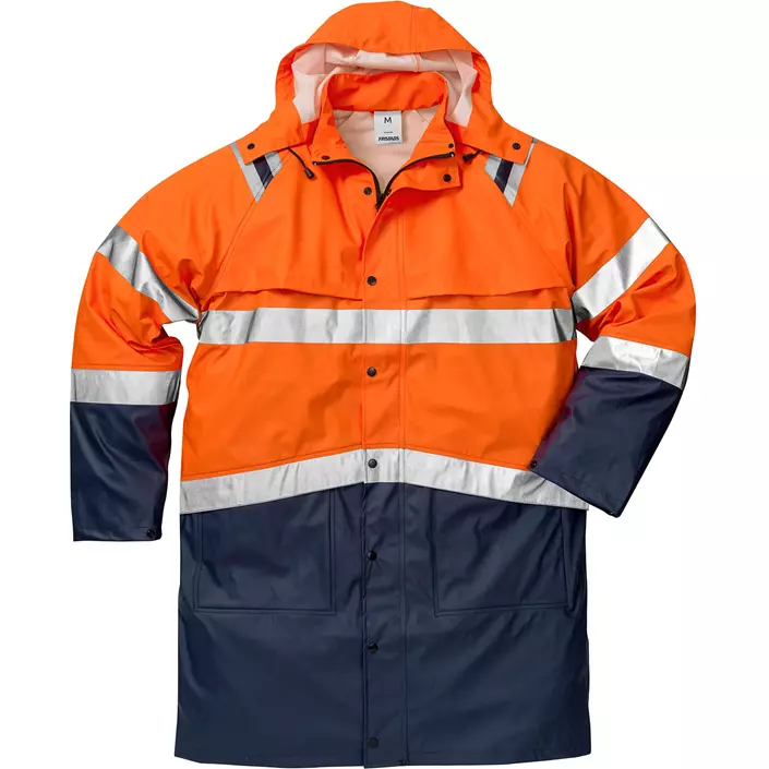 Fristads raincoat 4634, Hi-vis Orange/Marine, large image number 0