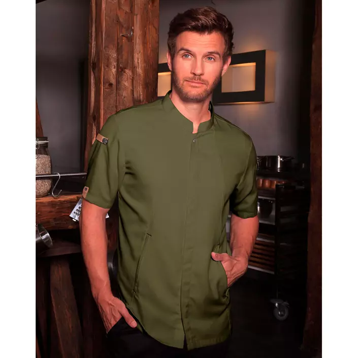 Karlowsky Green-generation short-sleeved chefs jacket, Moss green, large image number 1