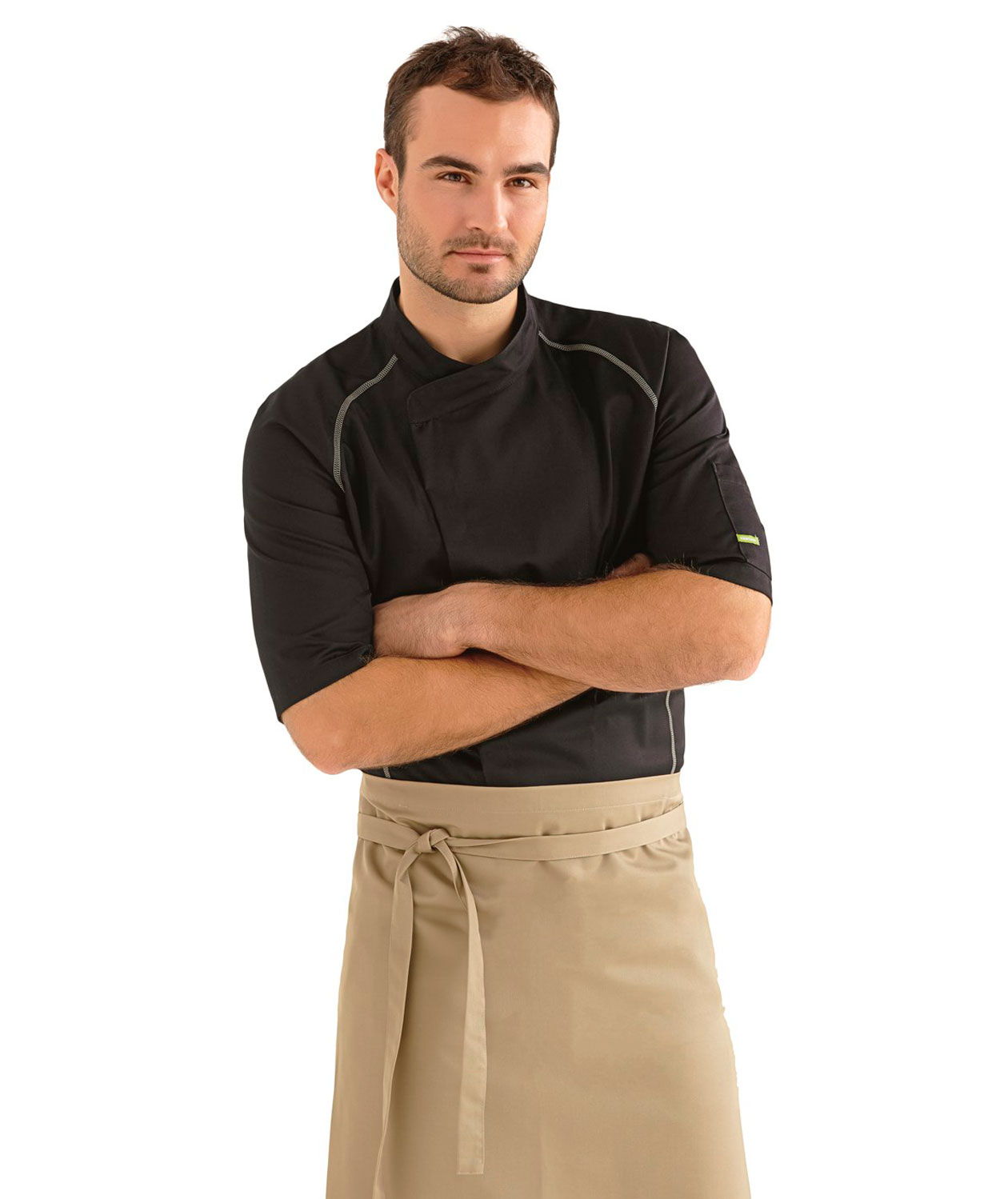 Kentaur short-sleeved chefs jacket, Black/Light Grey, large image number 1