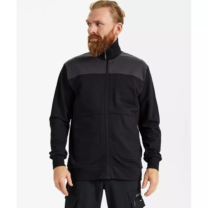 Engel Entire sweat cardigan, Black/Anthracite Grey, large image number 1
