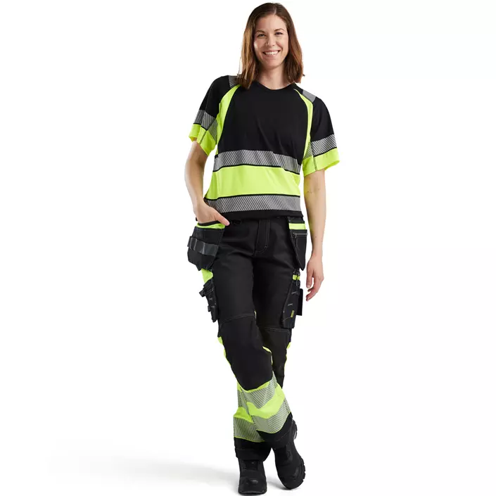 Blåkläder dame håndværkerbukser, Sort/Hi-Vis Gul, large image number 1