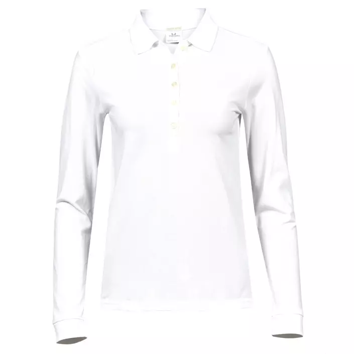 Tee Jays Luxury langermet dame polo T-skjorte, Hvit, large image number 0