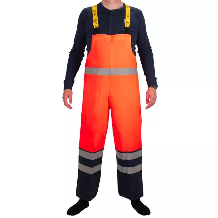 ELKA regnhängselbyxa, Varsel Orange/Marinblå, large image number 0