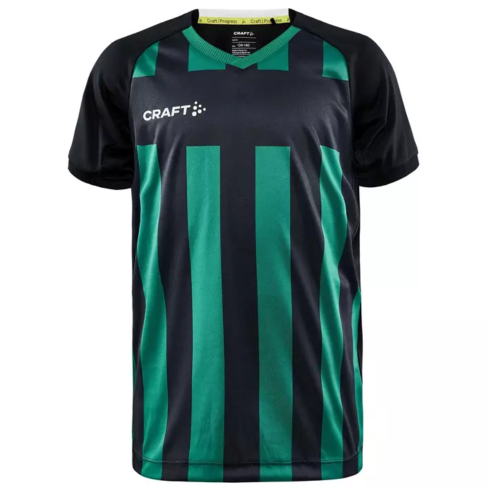 Craft Progress 2.0 Stripe Jersey T-Shirt für Kinder, Schwarz/Team Green, large image number 0